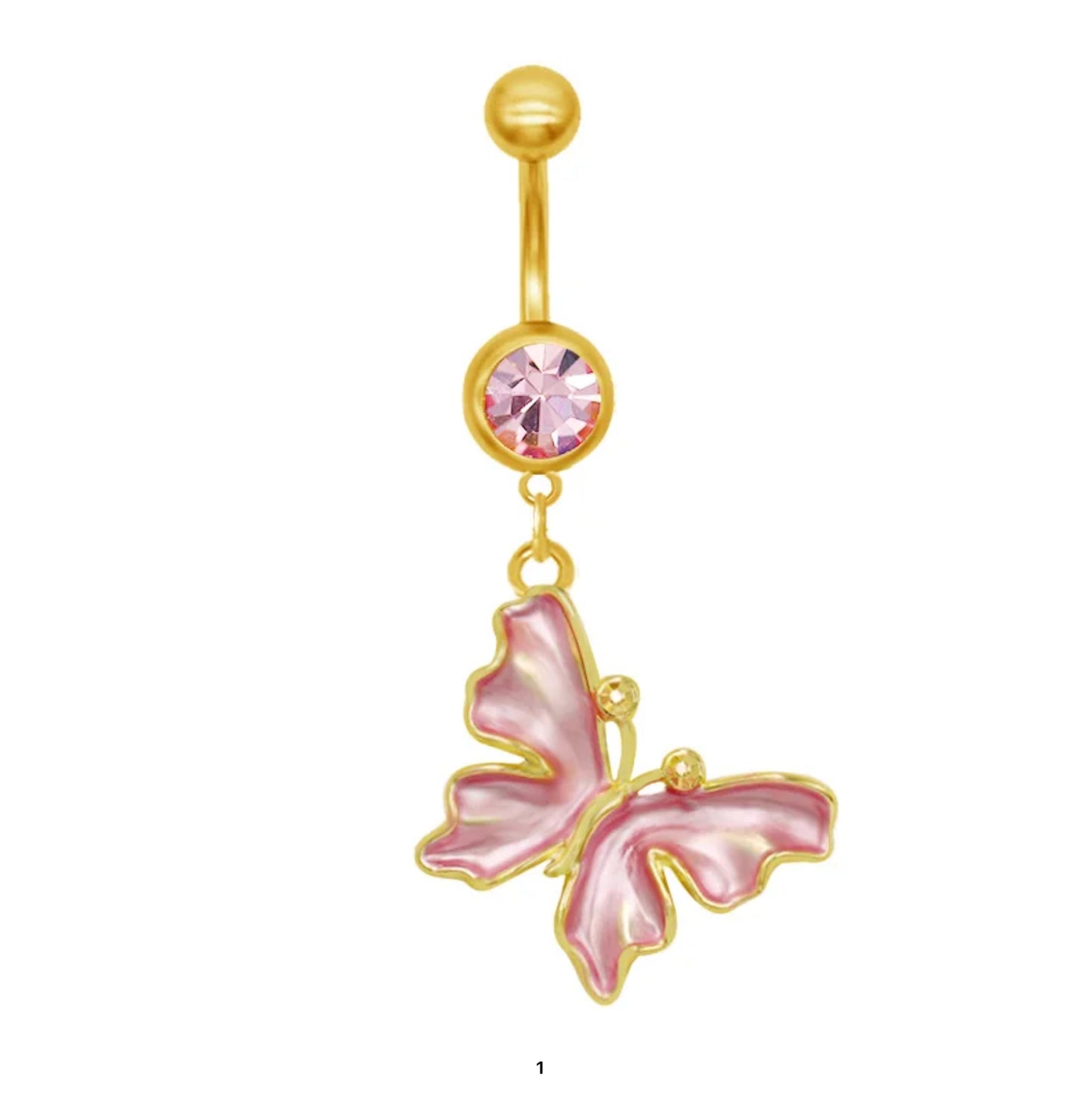 Gold & Pink Belly Piercing Jewelry