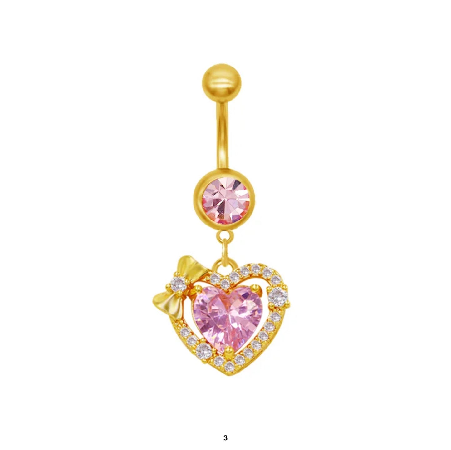 Gold & Pink Belly Piercing Jewelry