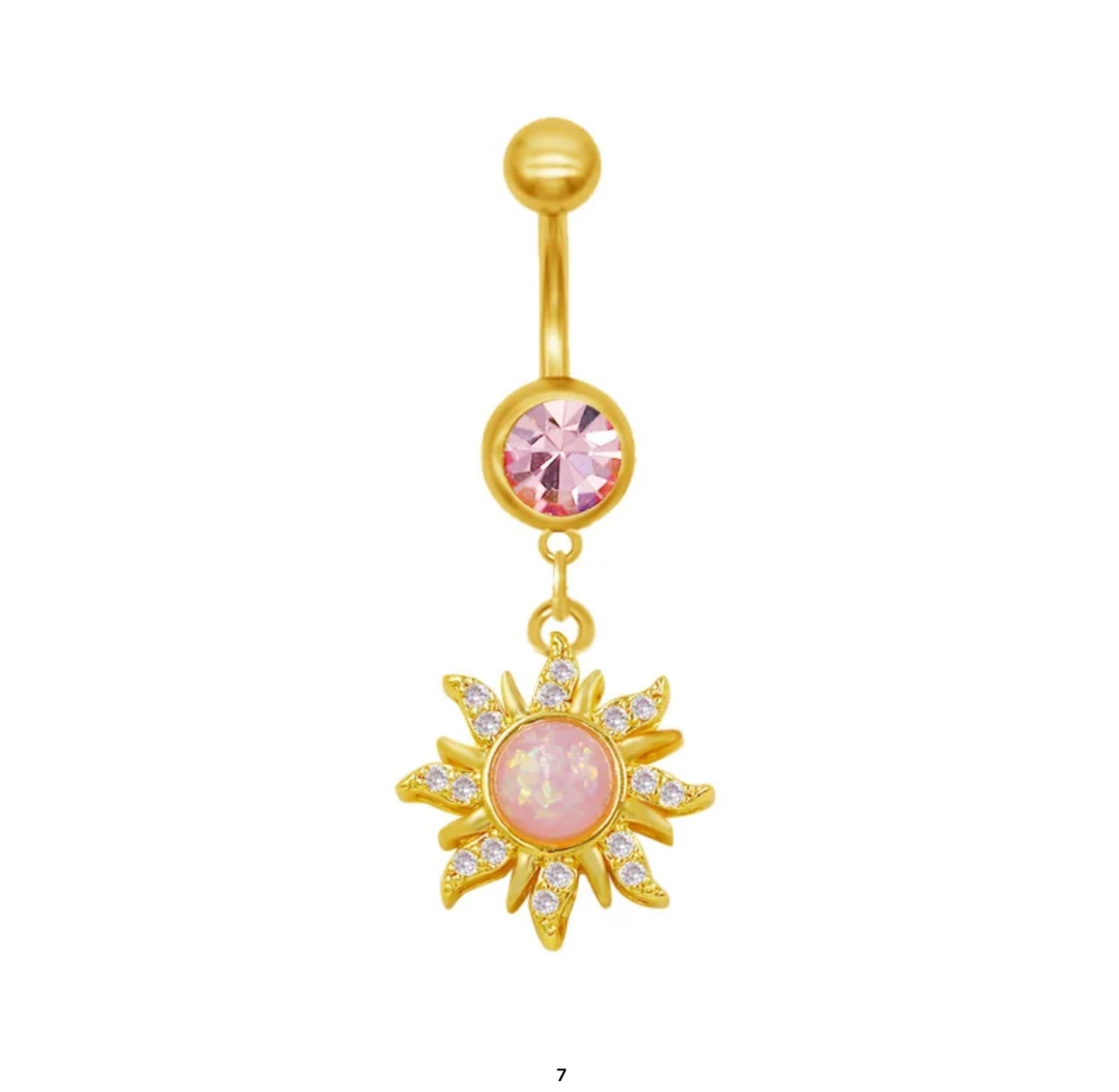 Gold & Pink Belly Piercing Jewelry