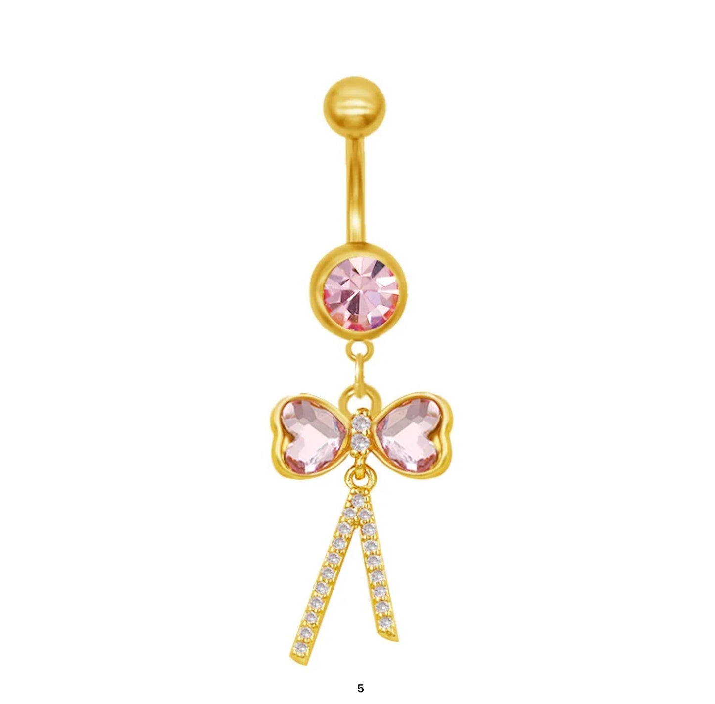 Gold & Pink Belly Piercing Jewelry