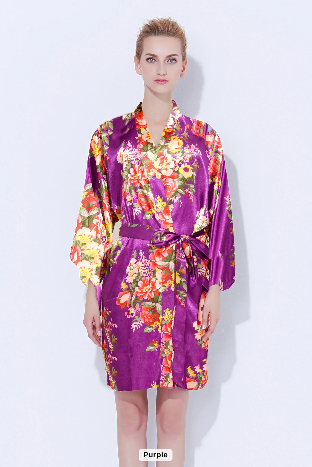 Silky Flower Nightgown Robe